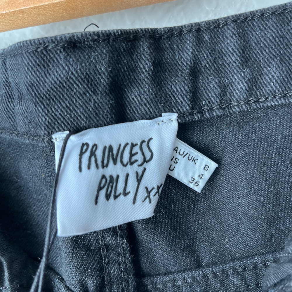 NWT Princess Polly Elise Shorts Black Denim Size 4 - Picture 3 of 4